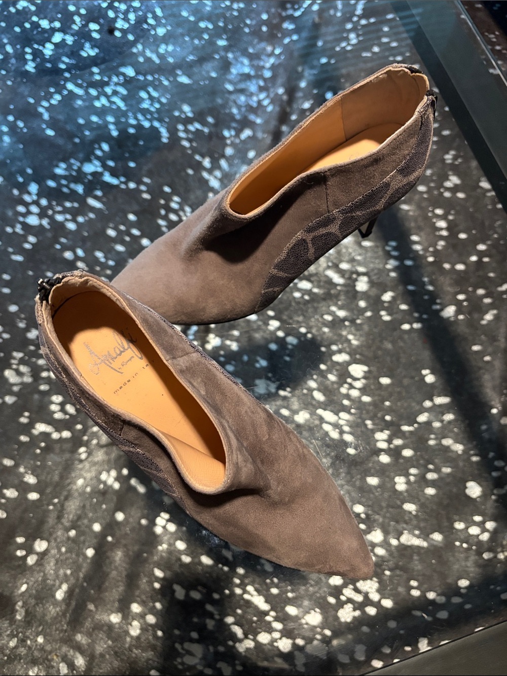 Amalfi Taupe Suede Pointed Toe Ankle Booties